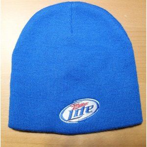 Miller Lite Embroidered Beer Football Beanie Hats Blue One Sizes